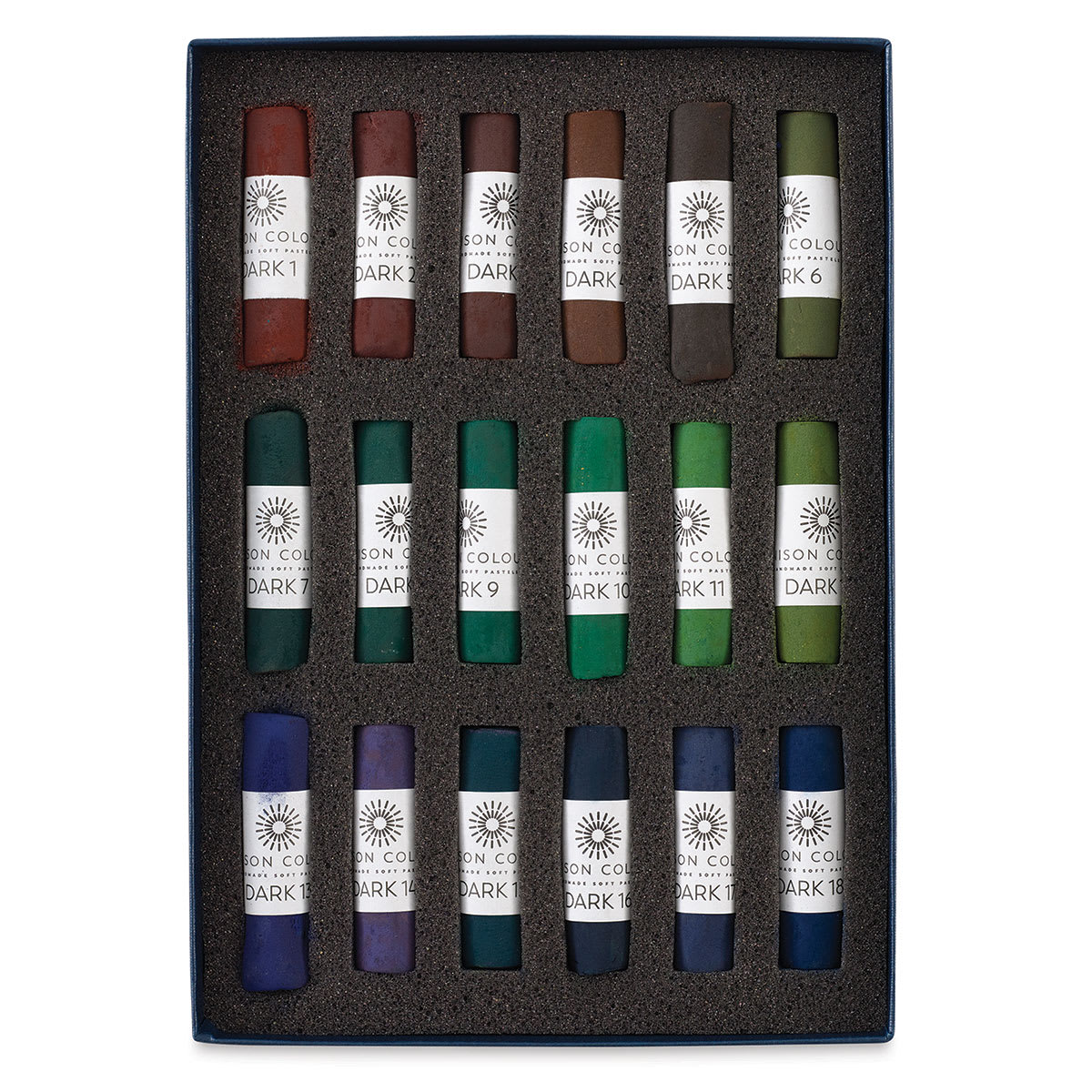 Unison Handmade Pastel Set - Dark Colors, Set of 18, Full Stick (set contents) Unison Handmade Pastel Set - Dark Colors, Set of 18, Full Stick (set contents)