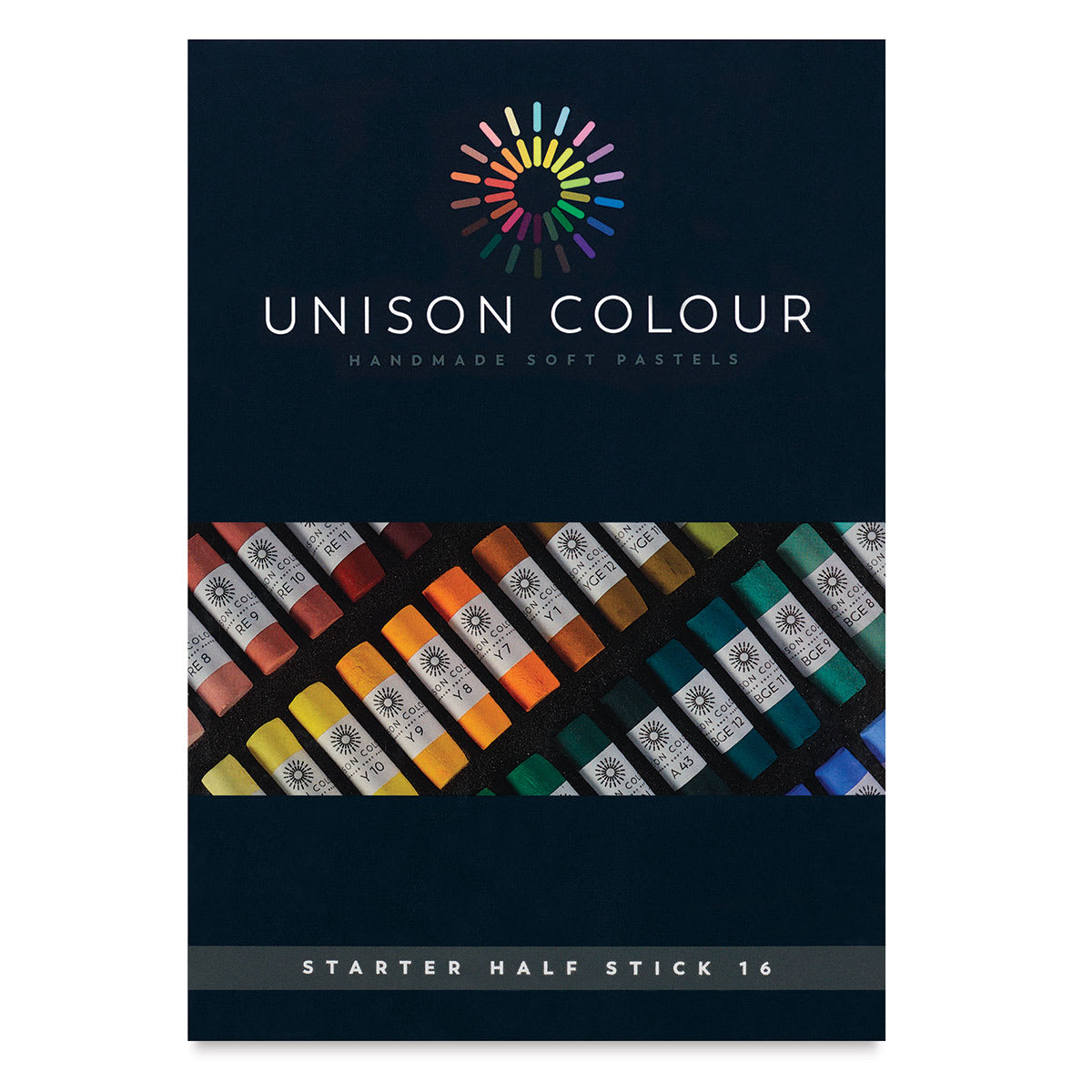 Unison Handmade Pastels - Assorted Colors, Set of 16, Half Stick (front of package)