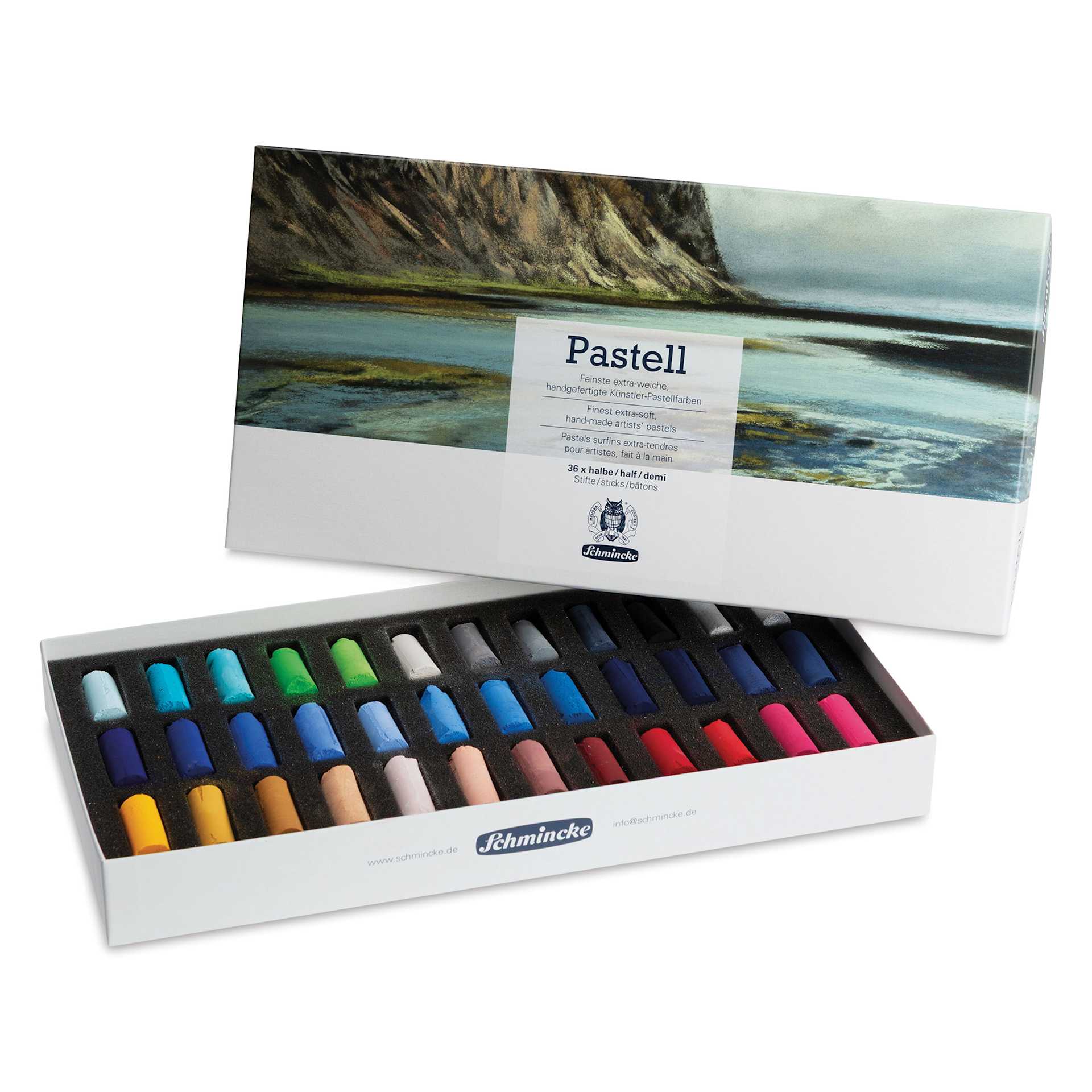 Schmincke Soft Pastels - Set of 36, Assorted Colors, Half Stick, open