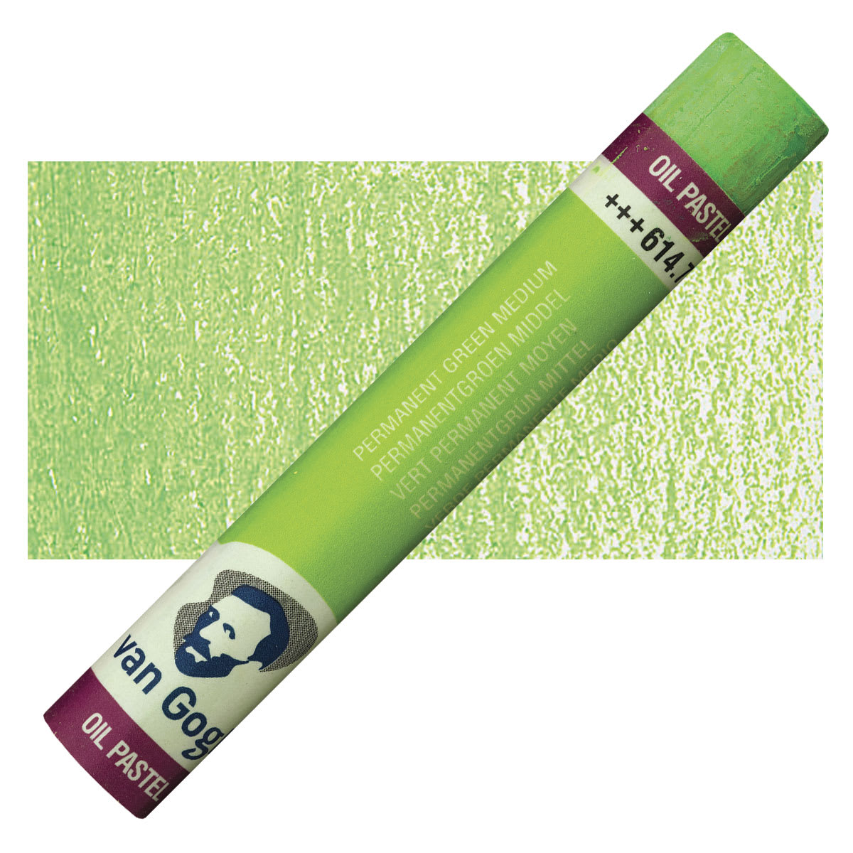 Van Gogh Oil Pastel - Permanent Green Medium 614.7 oil pastel and swatch