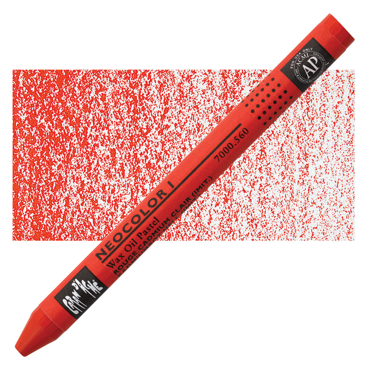 Caran d'Ache Neocolor I Wax Pastel - Light Cadmium Red Hue pastel and swatch