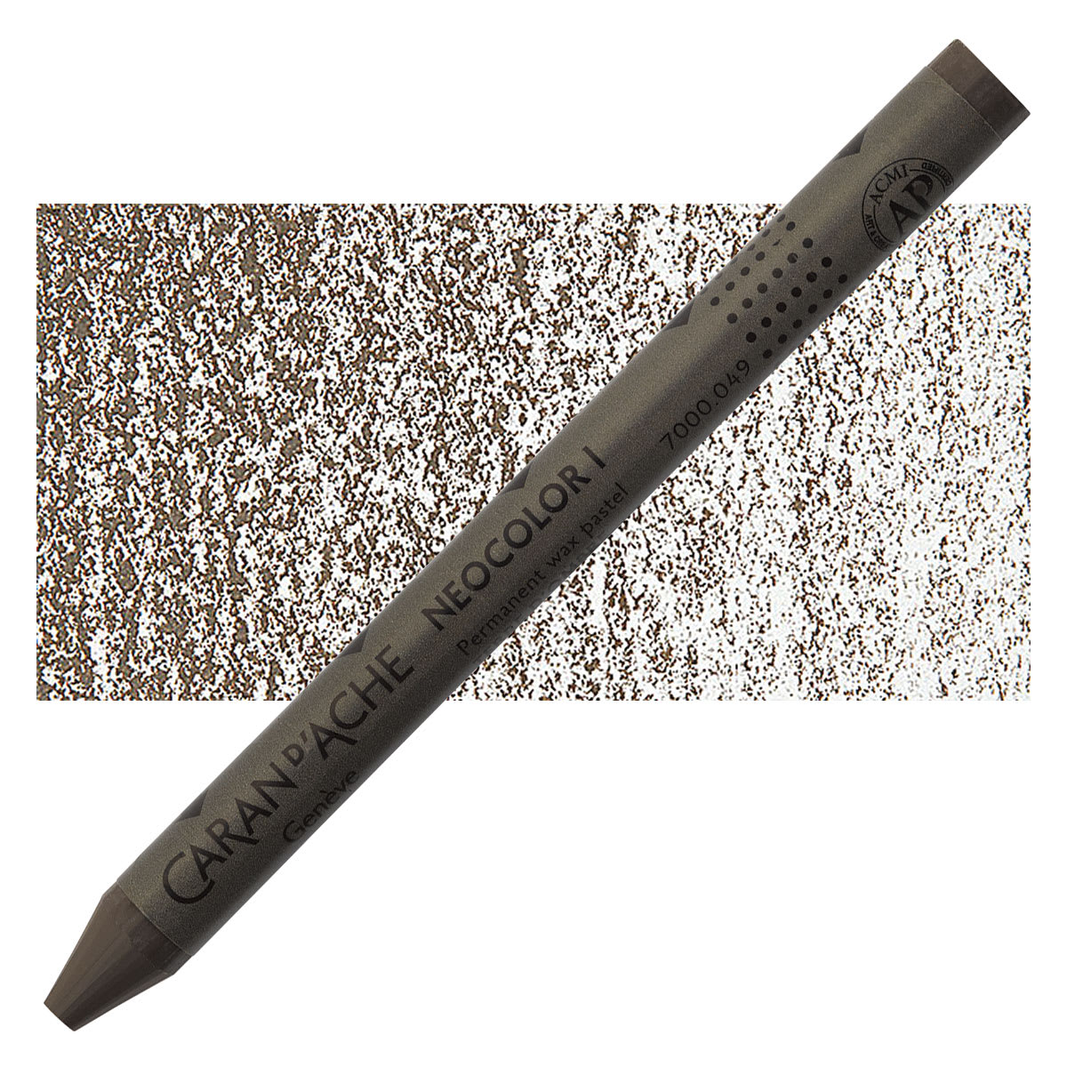 Caran d'Ache Neocolor I Wax Pastel - Raw Umber pastel and swatch
