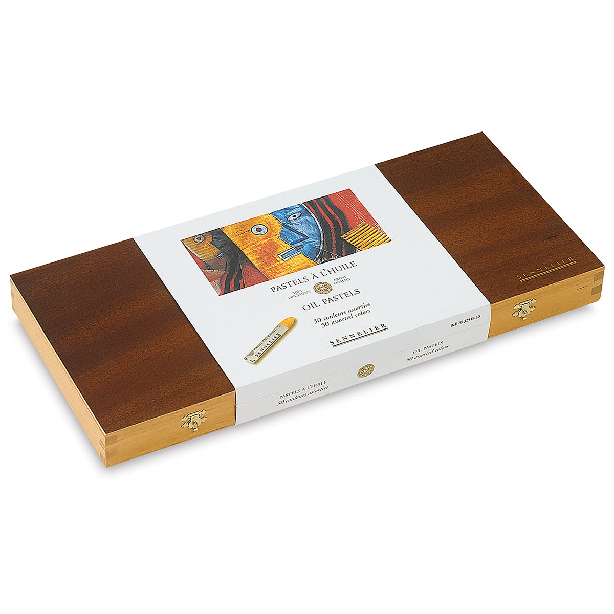 Sennelier Oil Pastel Set - Assorted Colors, Wood Box, Set of 50 (top of box)