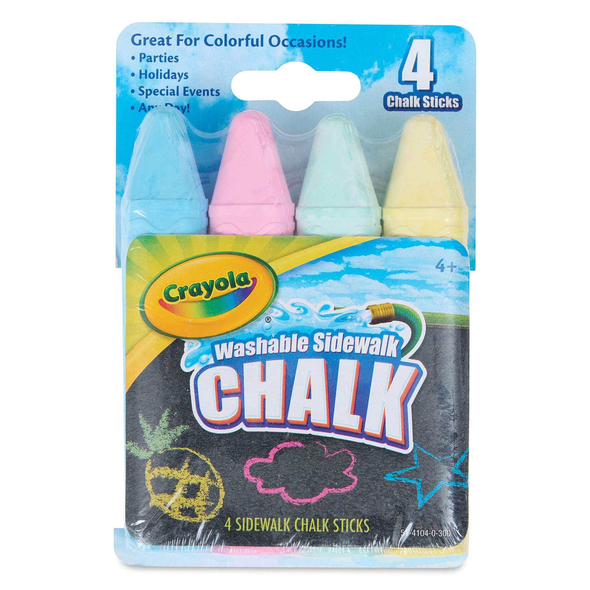 Crayola Washable Sidewalk Chalk - Assorted Colors, Set of 4 front of packaging