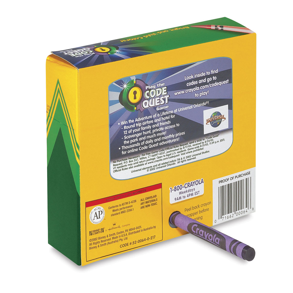 Crayola Crayons - Set of 64, back of the packaging and crayon being sharpen with included sharpener Crayola Crayons - Set of 64, back of the packaging and crayon being sharpen with included sharpener