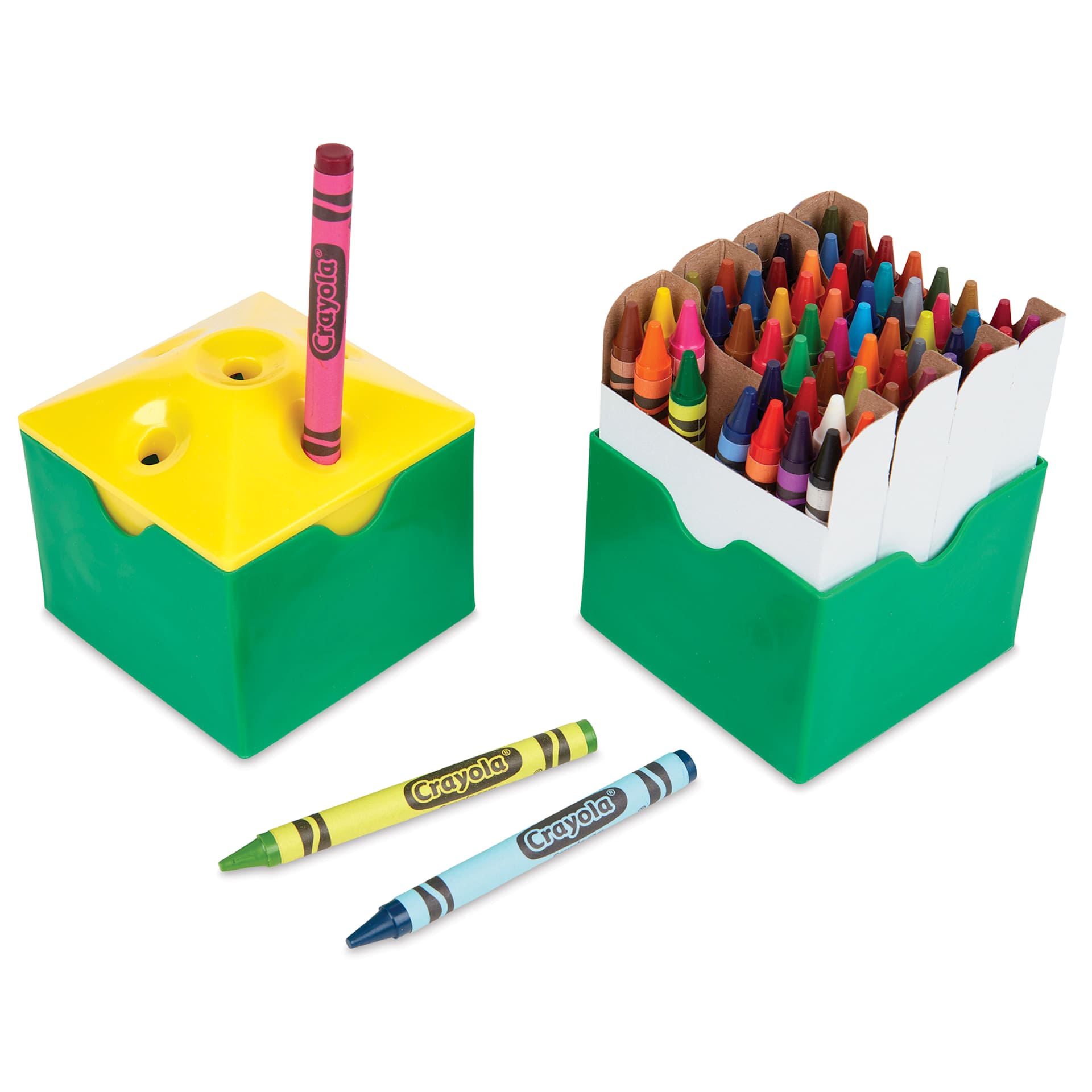 Crayola Crayons - Classpack, Pkg of 832, 64 Colors, sharpener in use with crayon inserted Crayola Crayons - Classpack, Pkg of 832, 64 Colors, sharpener in use with crayon inserted