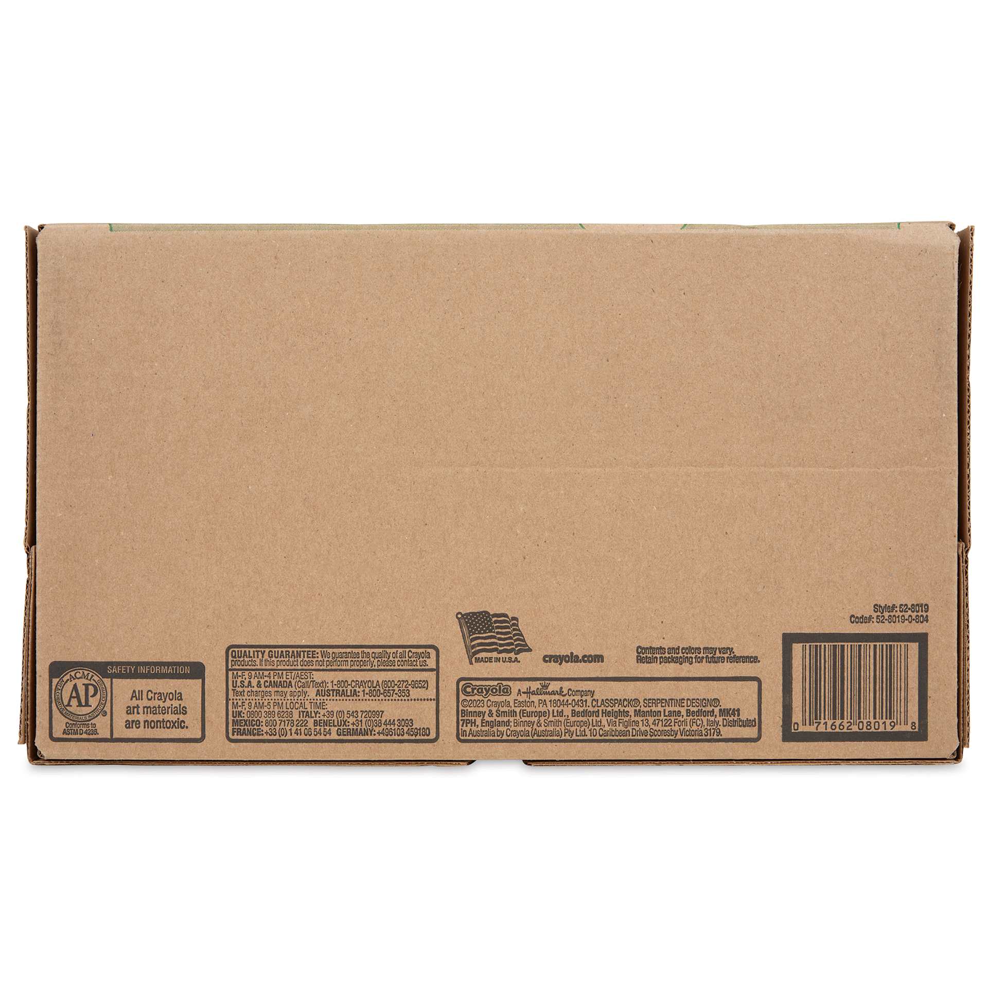 Crayola Crayons - Classpack, Pkg of 832, 64 Colors, back of the box
