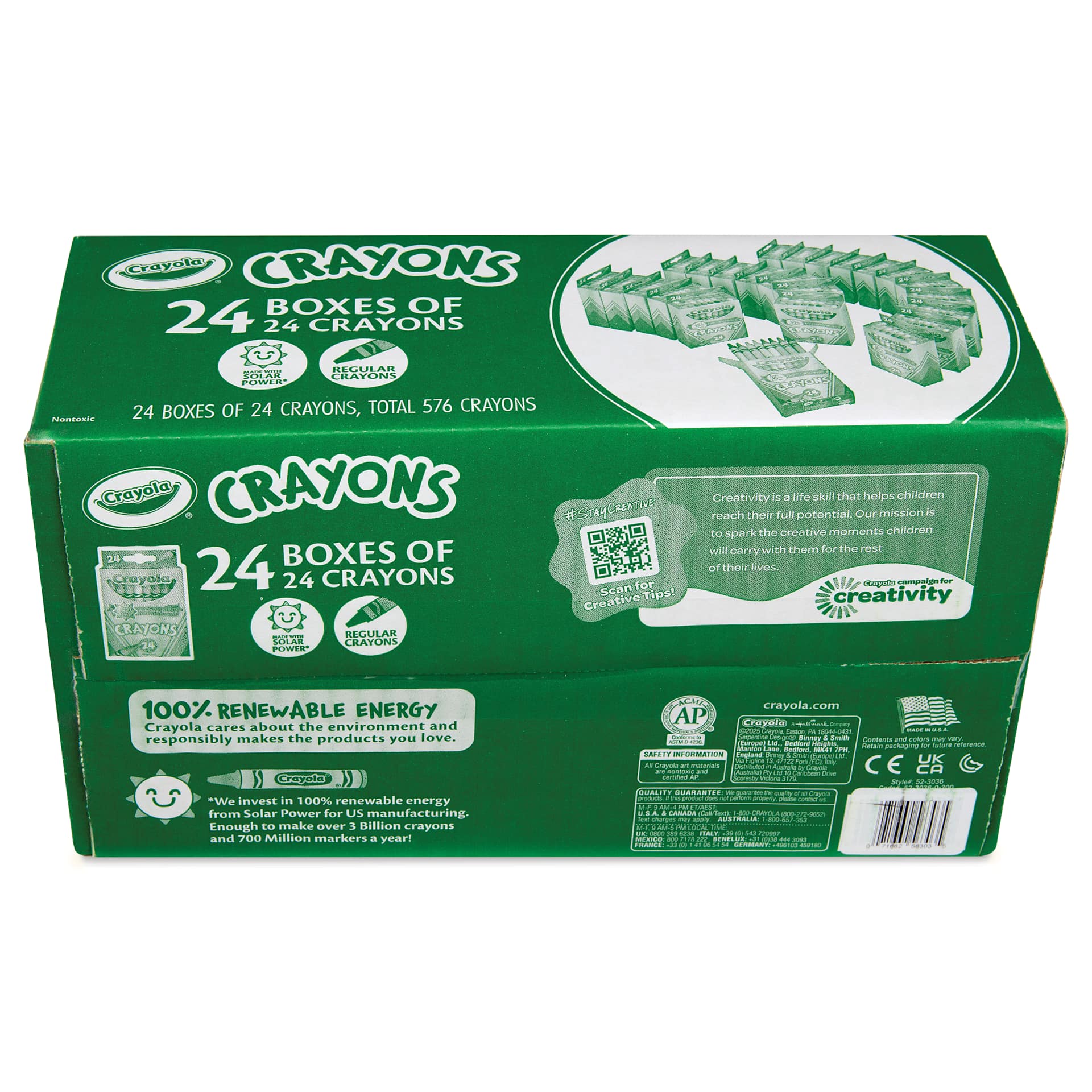 Crayola Crayons - Classpack of 576, bottom of the packaging box