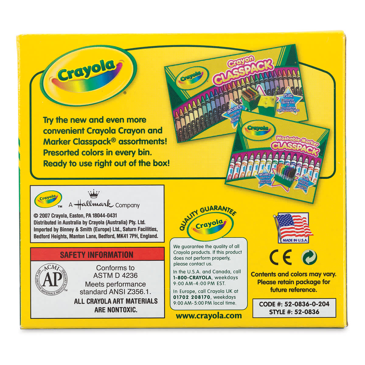 Crayola Crayons - Green, Box of 12, back of the packaging Crayola Crayons - Green, Box of 12, back of the packaging
