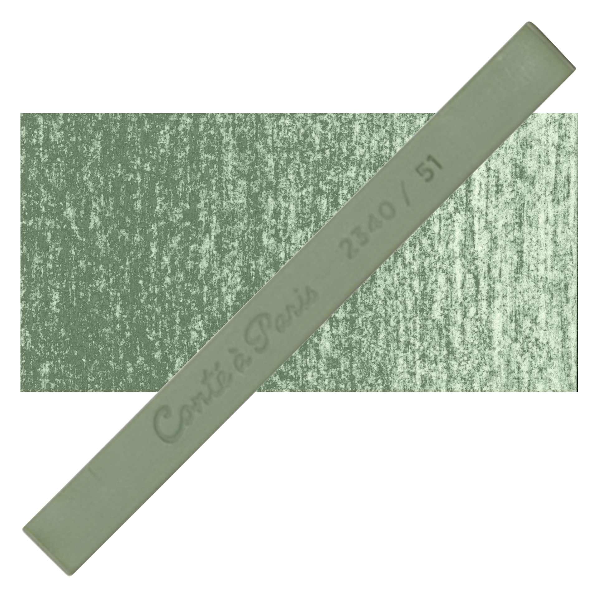 Conté à Paris Colour Pastel Carré - Green Grey 51, Single Carré and swatch
