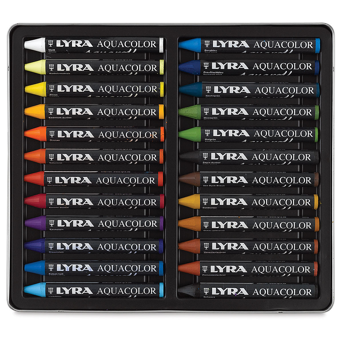 Lyra Aquacolor Crayon Set - Assorted Colors, Water-Soluble, Set of 24