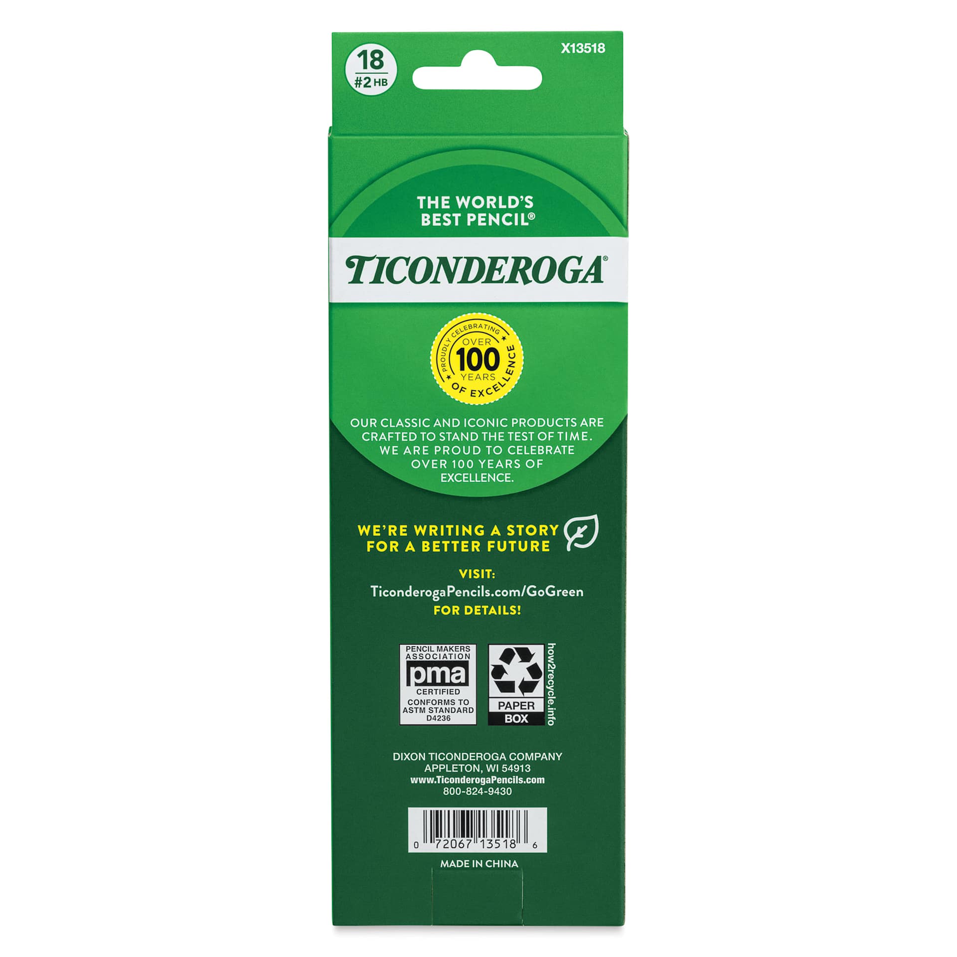 Dixon Ticonderoga Pencils - Box of 18, Metallic, Pre-Sharpened, back of packaging