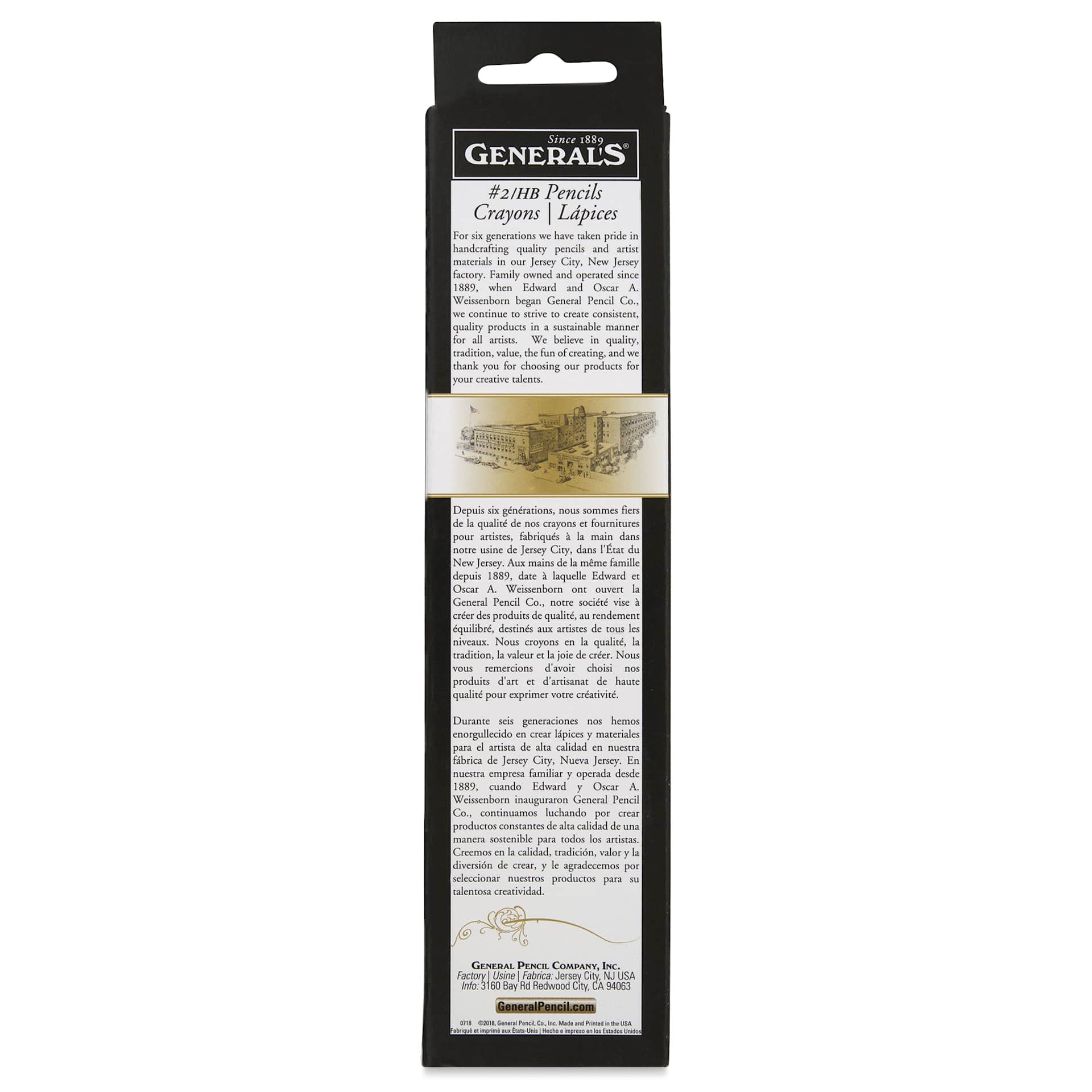 General's Cedar Pencils - No. 2, Box of 12, back of the packaging
