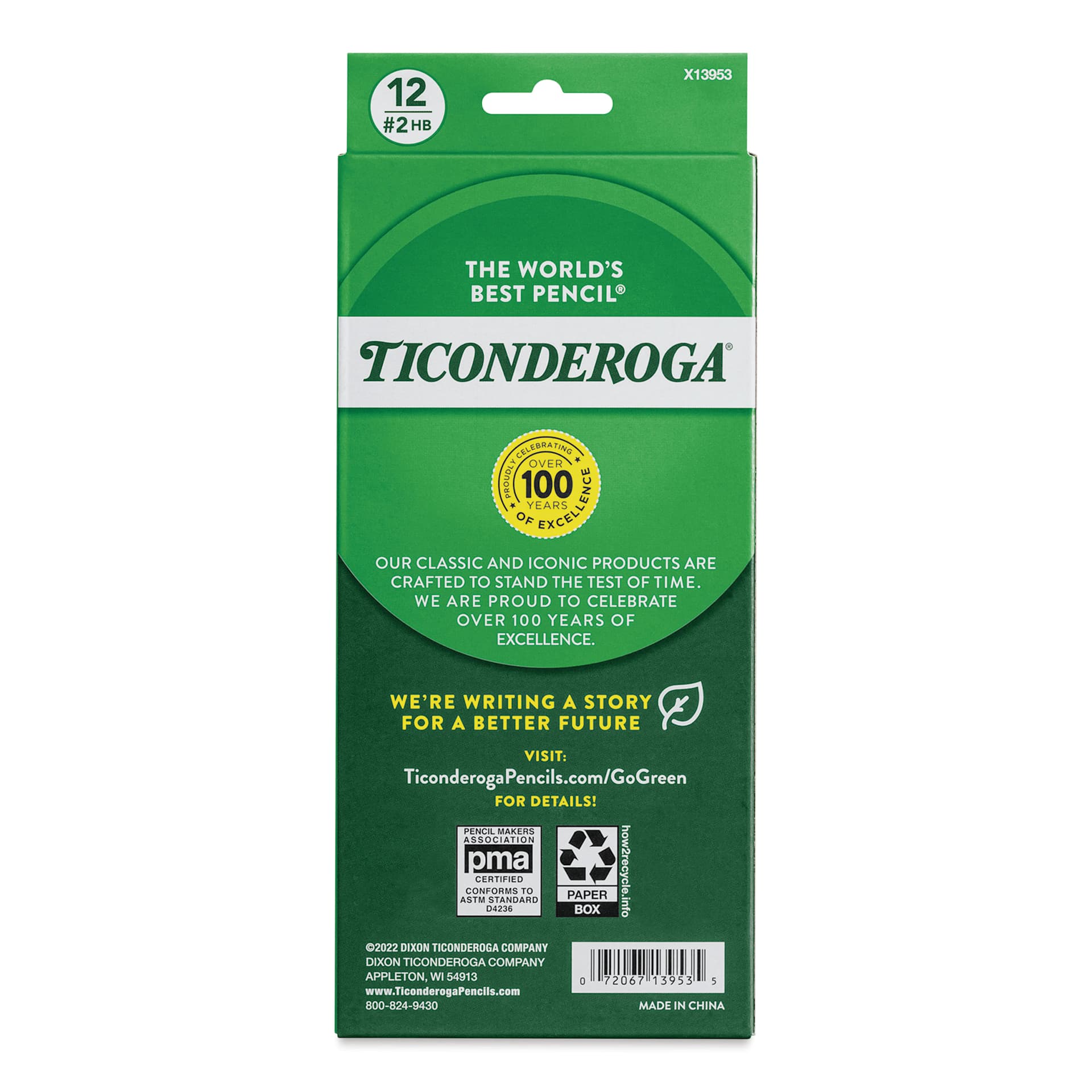 Dixon Ticonderoga No. 2 Soft Black Pencils - Matte Black, Box of 12, back of the packaging
