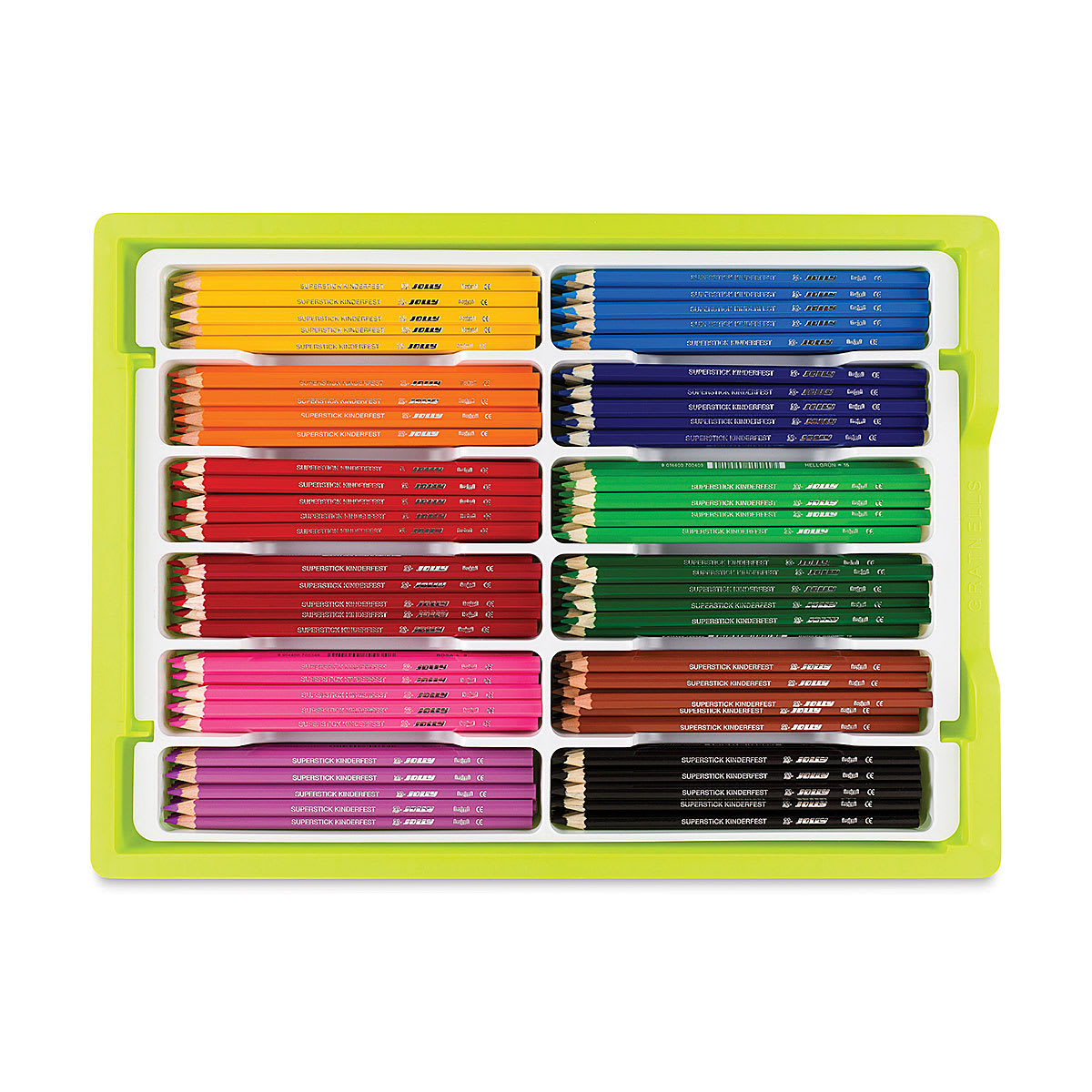 Jolly X-Big Colored Pencils - Contents of Class pack shown in storage tray
