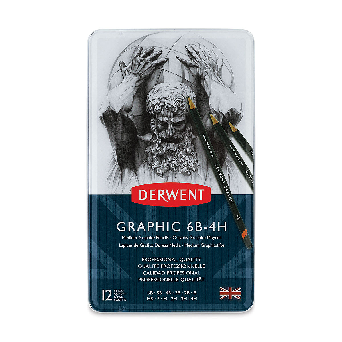 Derwent Graphic Pencils - Medium Designer, Set of 12, front of packaging