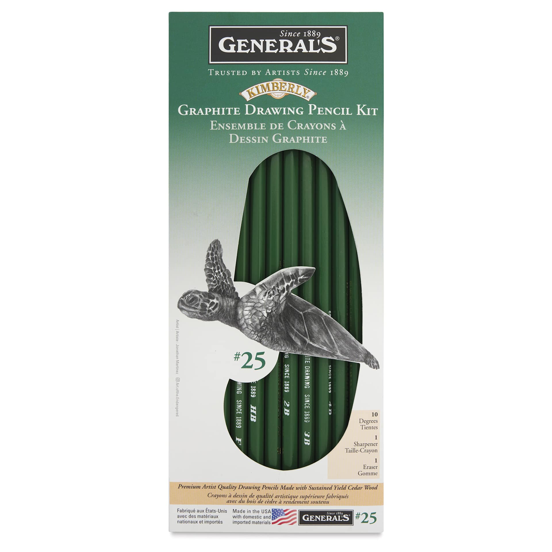General's Kimberly Graphite Pencils Set - Drawing Pencil Kit, Pkg of 10, front of pack General's Kimberly Graphite Pencils Set - Drawing Pencil Kit, Pkg of 10, front of pack