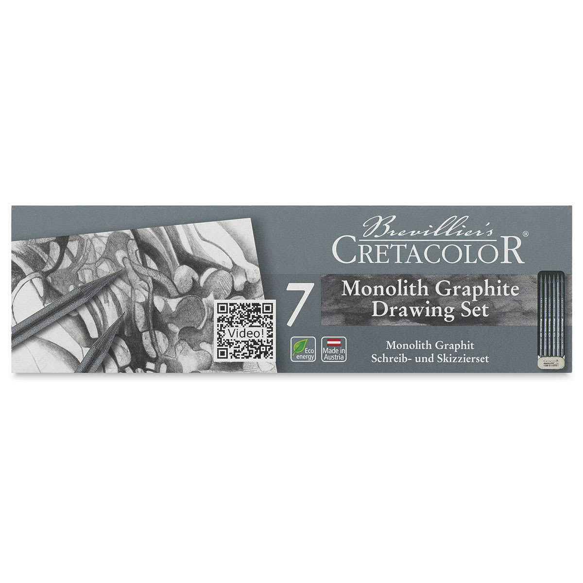 Cretacolor Monolith Woodless Pencils - Front view of 7 pc Set Package
Cretacolor Monolith Woodless Pencils - Front view of 7 pc Set Package