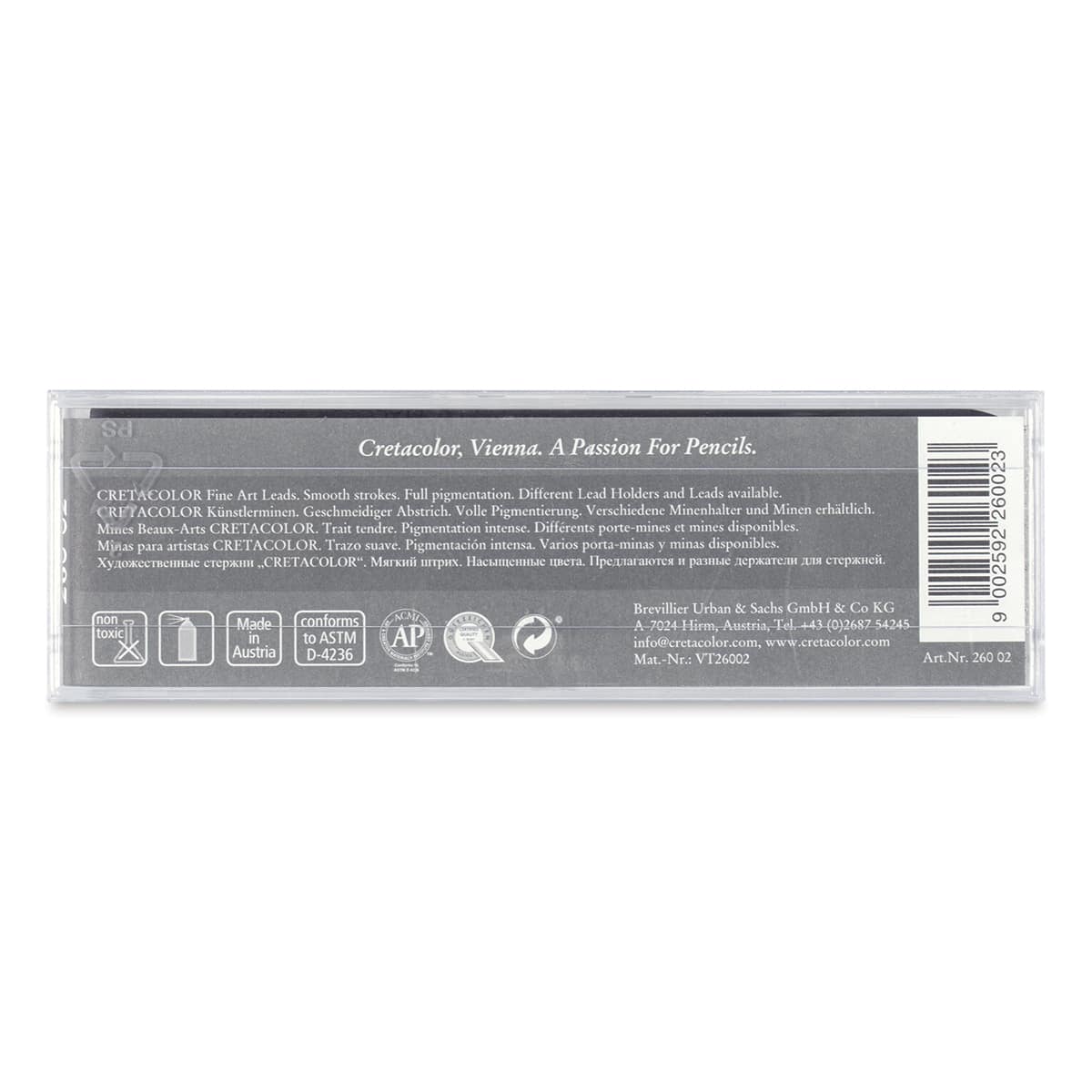 Cretacolor Leads - Charcoal, Medium, Box of 6 back of package