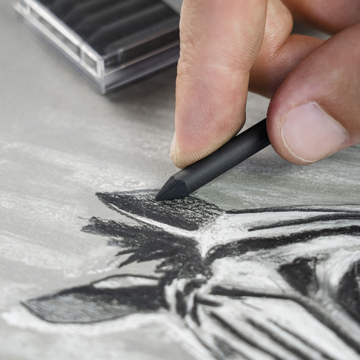 Hand using a Cretacolor Charcoal Medium Lead