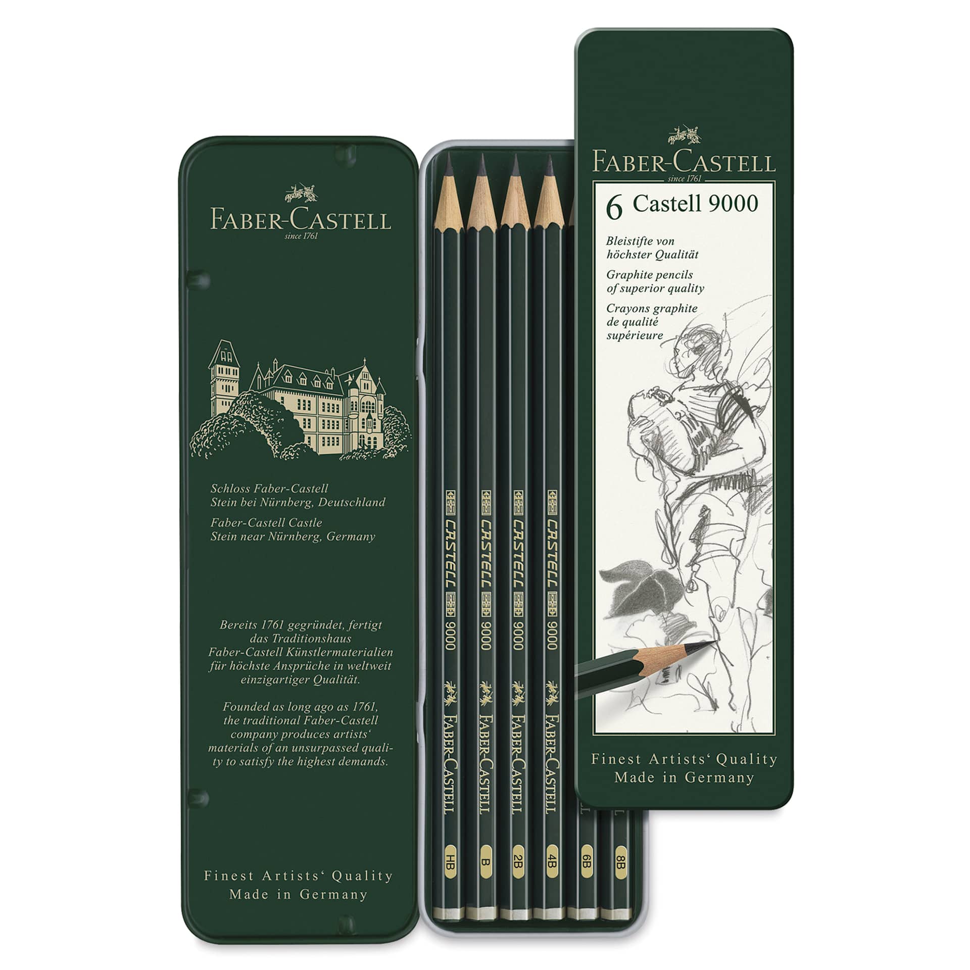 Faber-Castell 9000 Pencil Set - Drawing Set, Set of 6