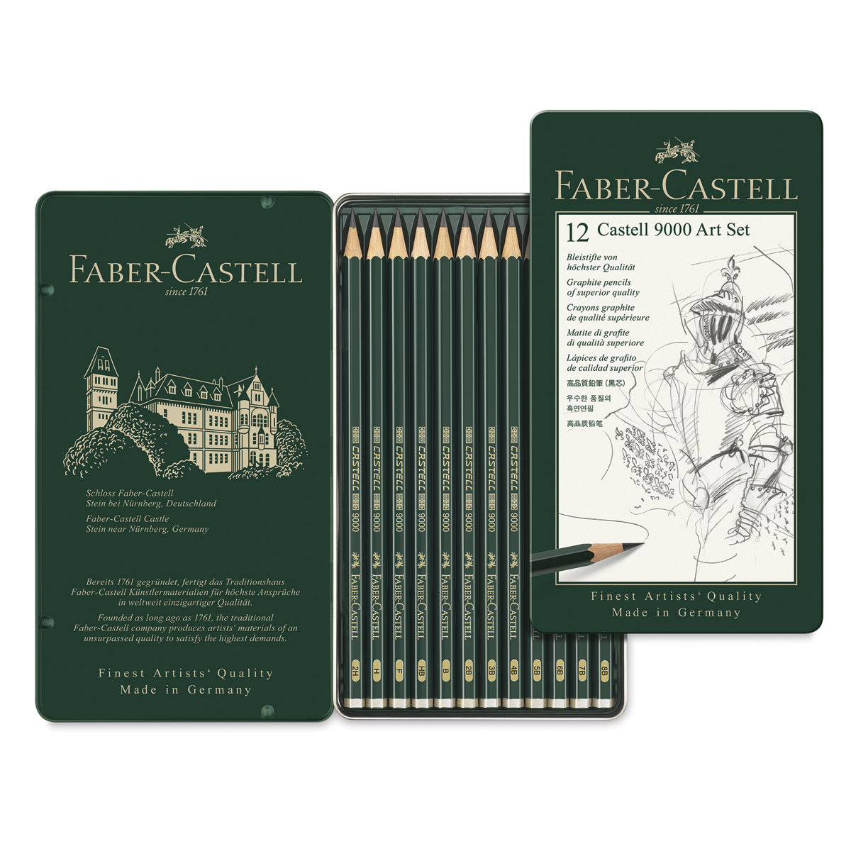 Faber-Castell 9000 Drawing Pencils-Art Set of 12 Outside of package and Contents Faber-Castell 9000 Drawing Pencils-Art Set of 12 Outside of package and Contents