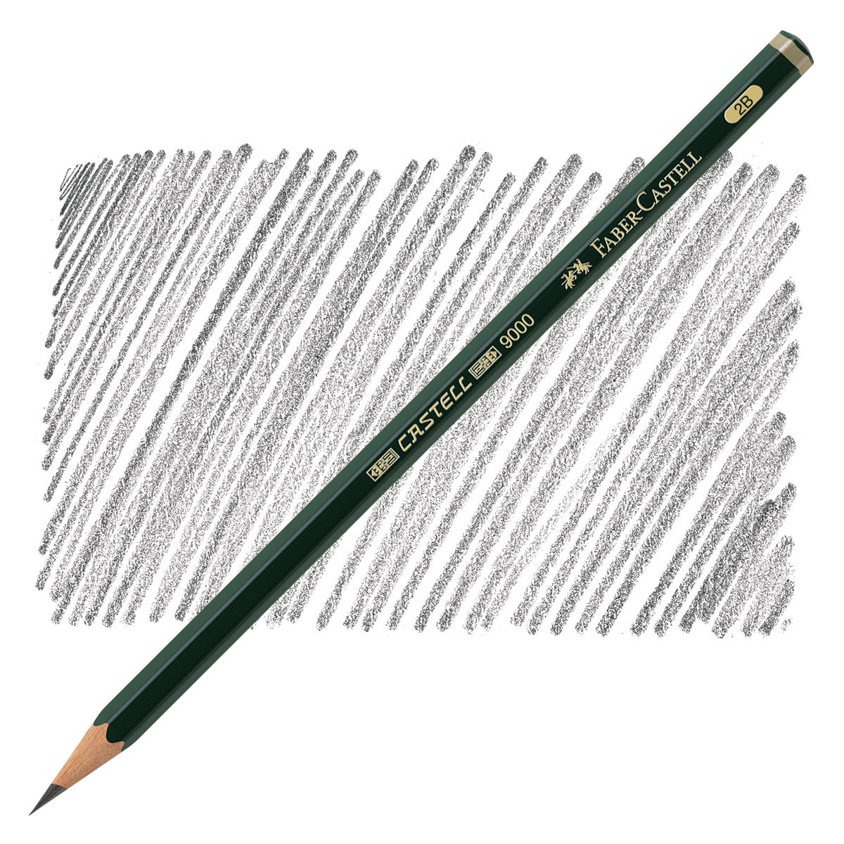 Faber-Castell 9000 Pencil - Graphite, 2B pencil and swatch