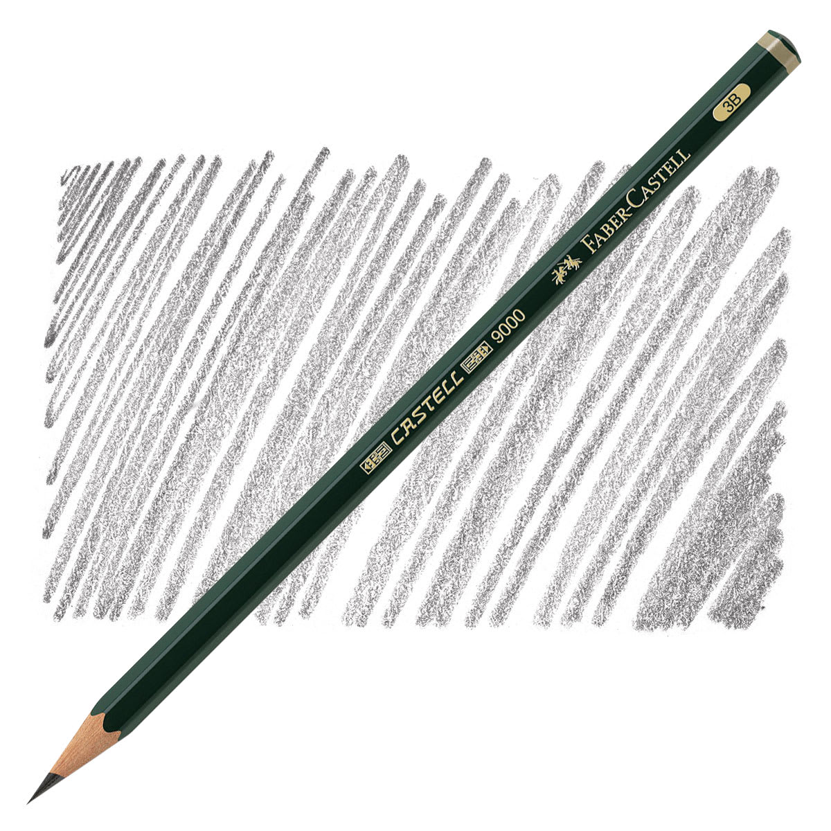 Faber-Castell 9000 Pencil - Graphite, 3B pencil and swatch