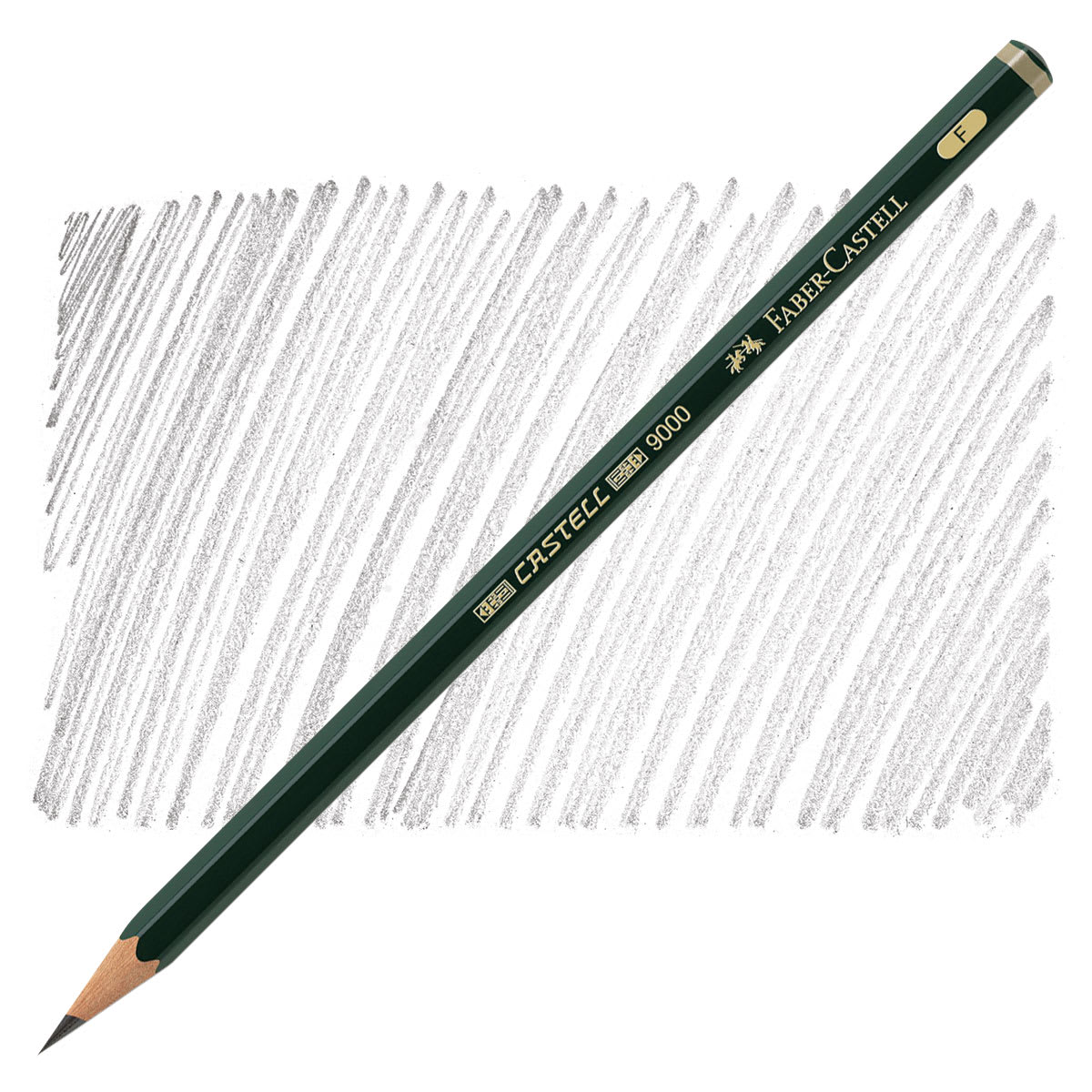 Faber-Castell 9000 Pencil - Graphite, F pencil and swatch
