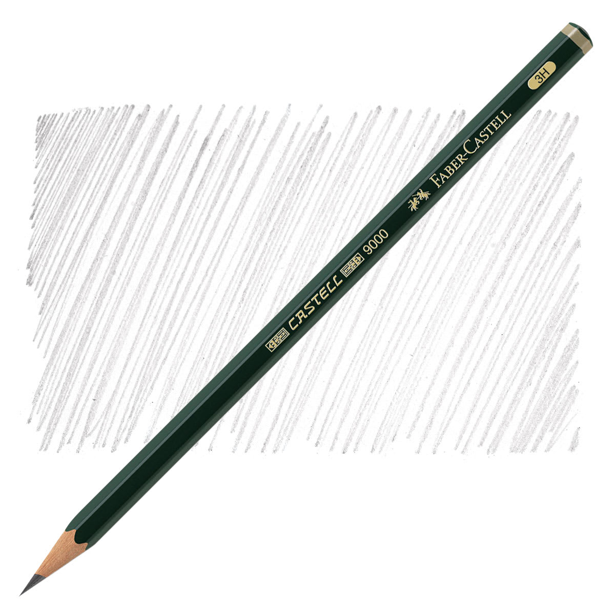 Faber-Castell 9000 Pencil - Graphite, 3H pencil and swatch
