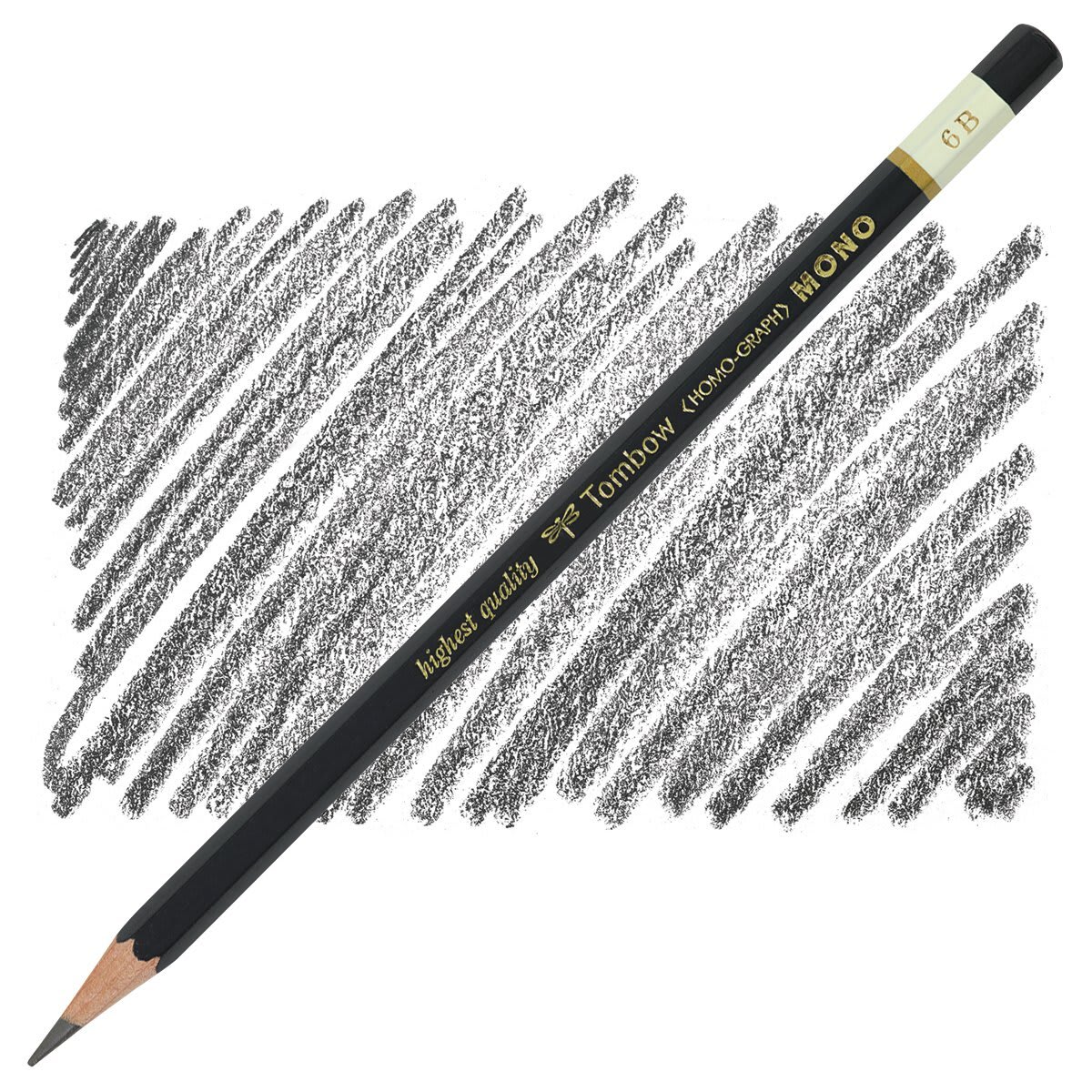 Tombow Mono Professional Drawing Pencil - 6B (softest) pencil and swatch