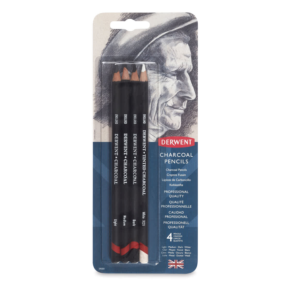 Derwent Charcoal Pencil Set - front of package of Set of 4 shown Derwent Charcoal Pencil Set - front of package of Set of 4 shown