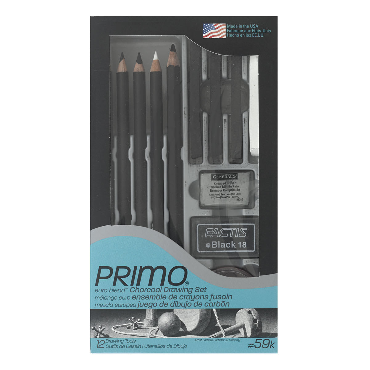 General's Primo Euro Blend Charcoal - Drawing Set, front of the packaging General's Primo Euro Blend Charcoal - Drawing Set, front of the packaging