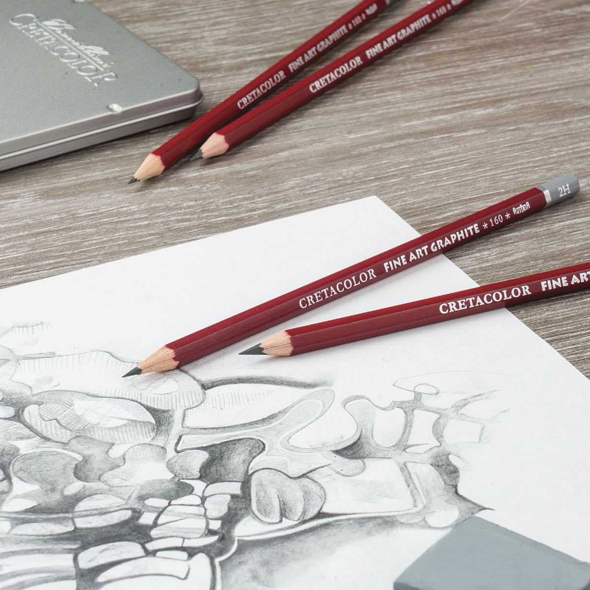 Cretacolor Fine Art Graphite Pencils on a pencil sketch