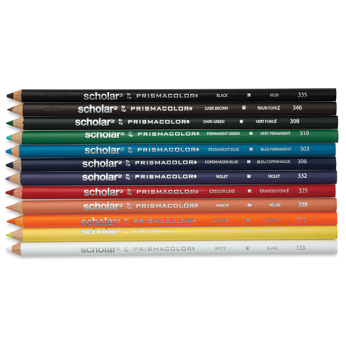 Prismacolor Scholar Colored Pencils - Set of 12, Assorted Colors, contents