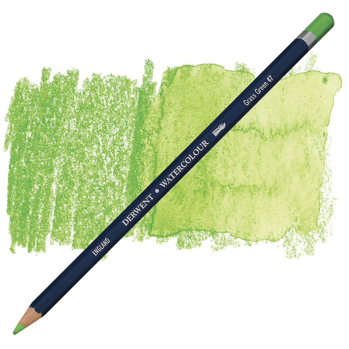 Derwent Watercolor Pencil - Grass Green pencil and swatch Derwent Watercolor Pencil - Grass Green pencil and swatch
