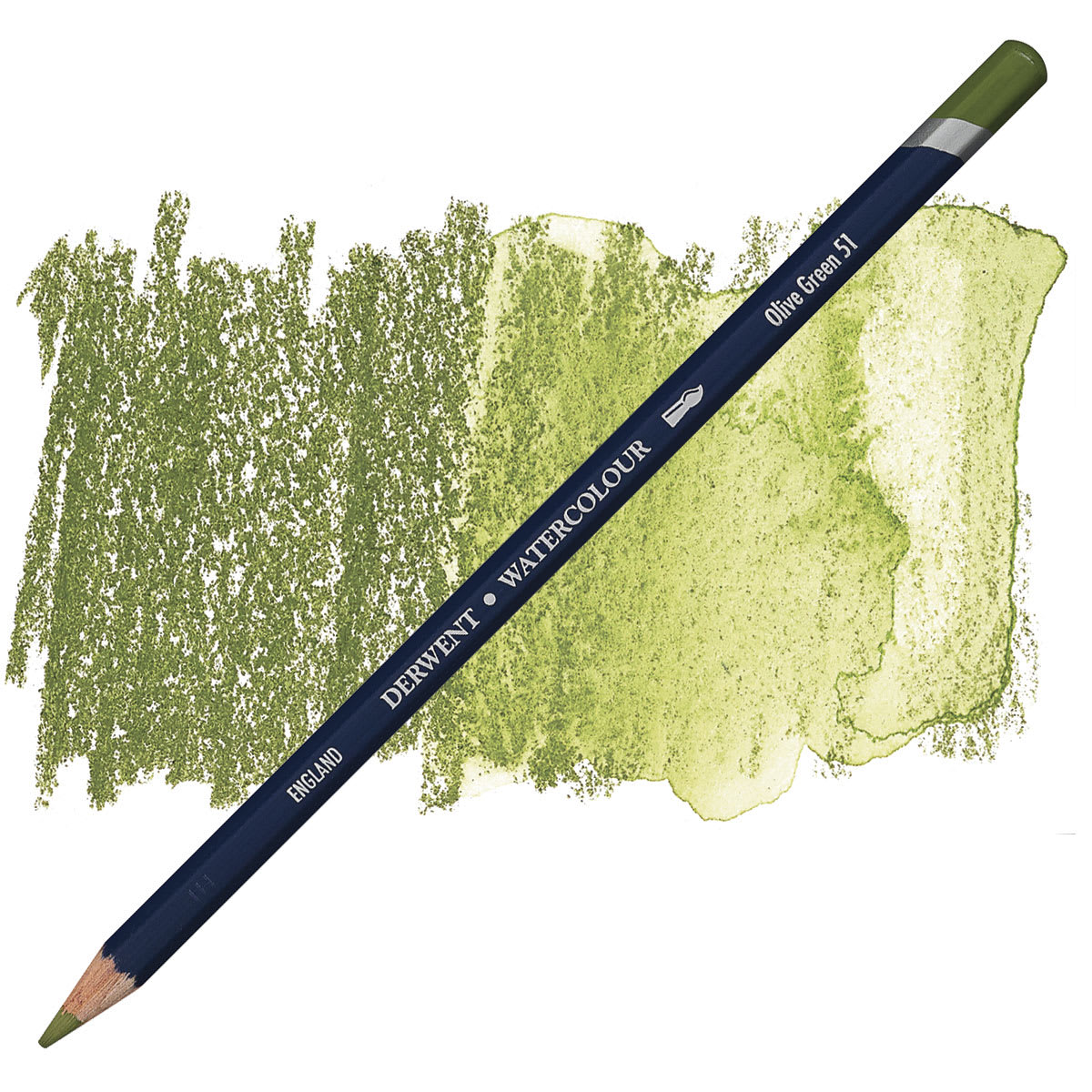 Derwent Watercolor Pencil - Olive Green pencil and swatch Derwent Watercolor Pencil - Olive Green pencil and swatch