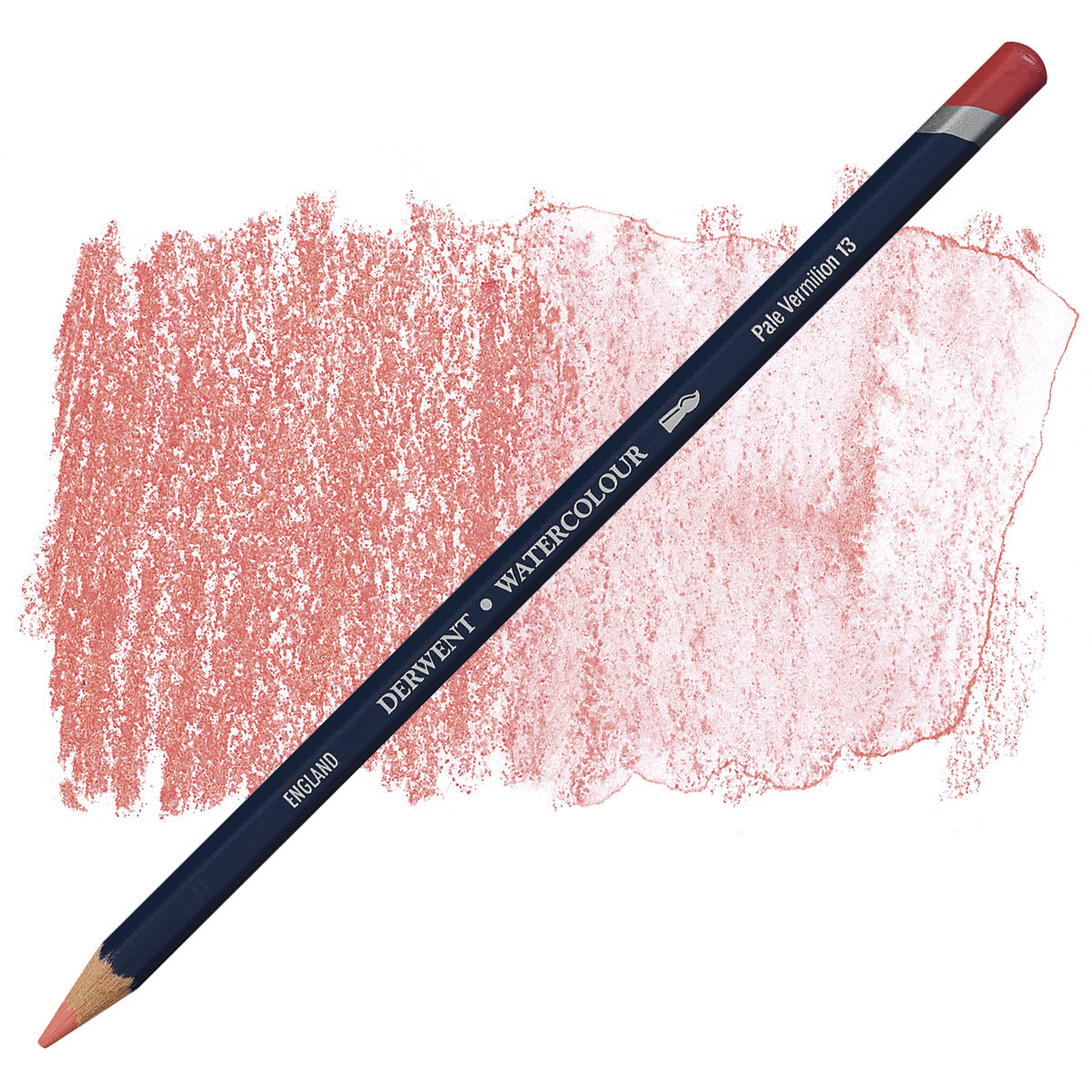 Derwent Watercolor Pencil - Pale Vermilion pencil and swatch Derwent Watercolor Pencil - Pale Vermilion pencil and swatch
