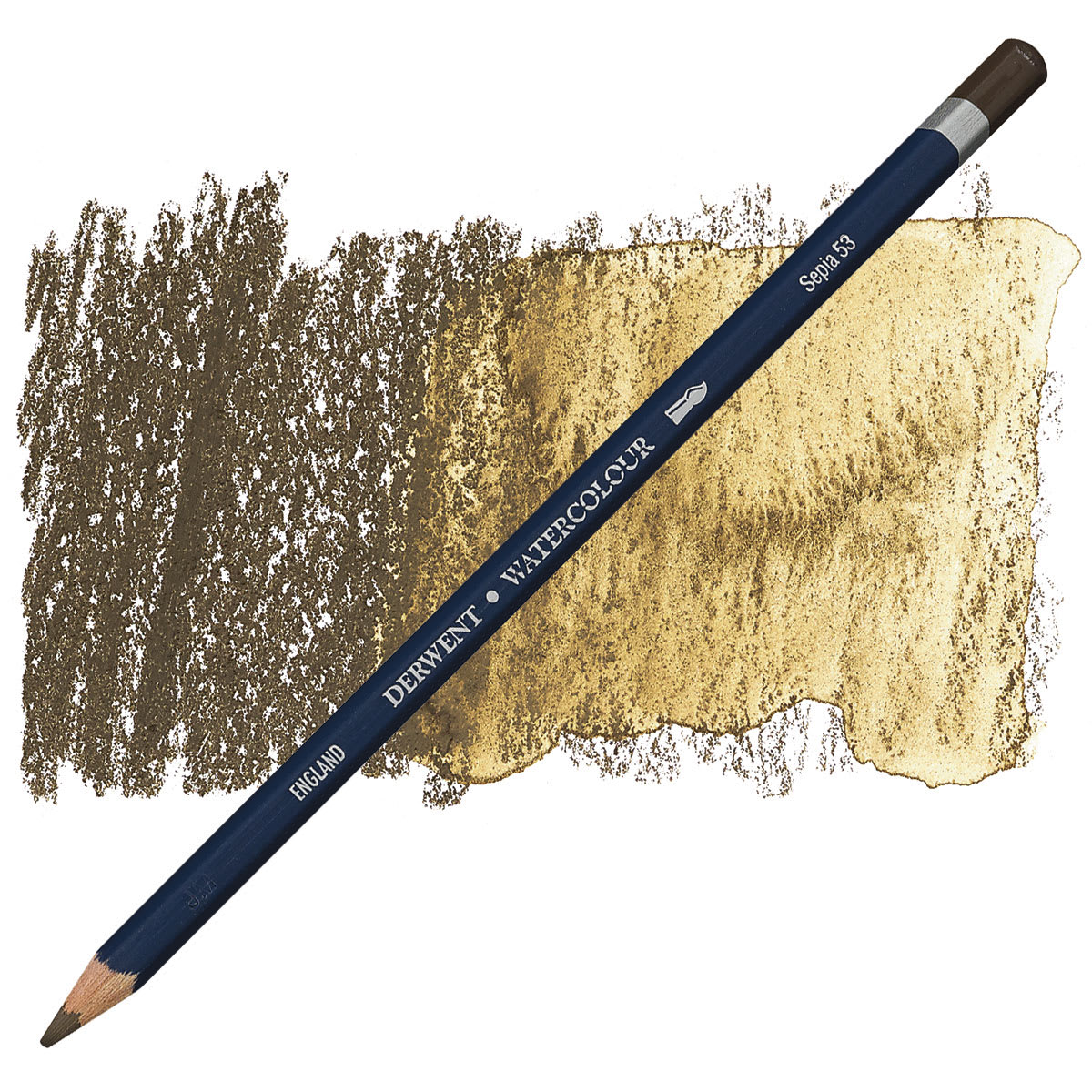Derwent Watercolor Pencil - Sepia pencil and swatch Derwent Watercolor Pencil - Sepia pencil and swatch