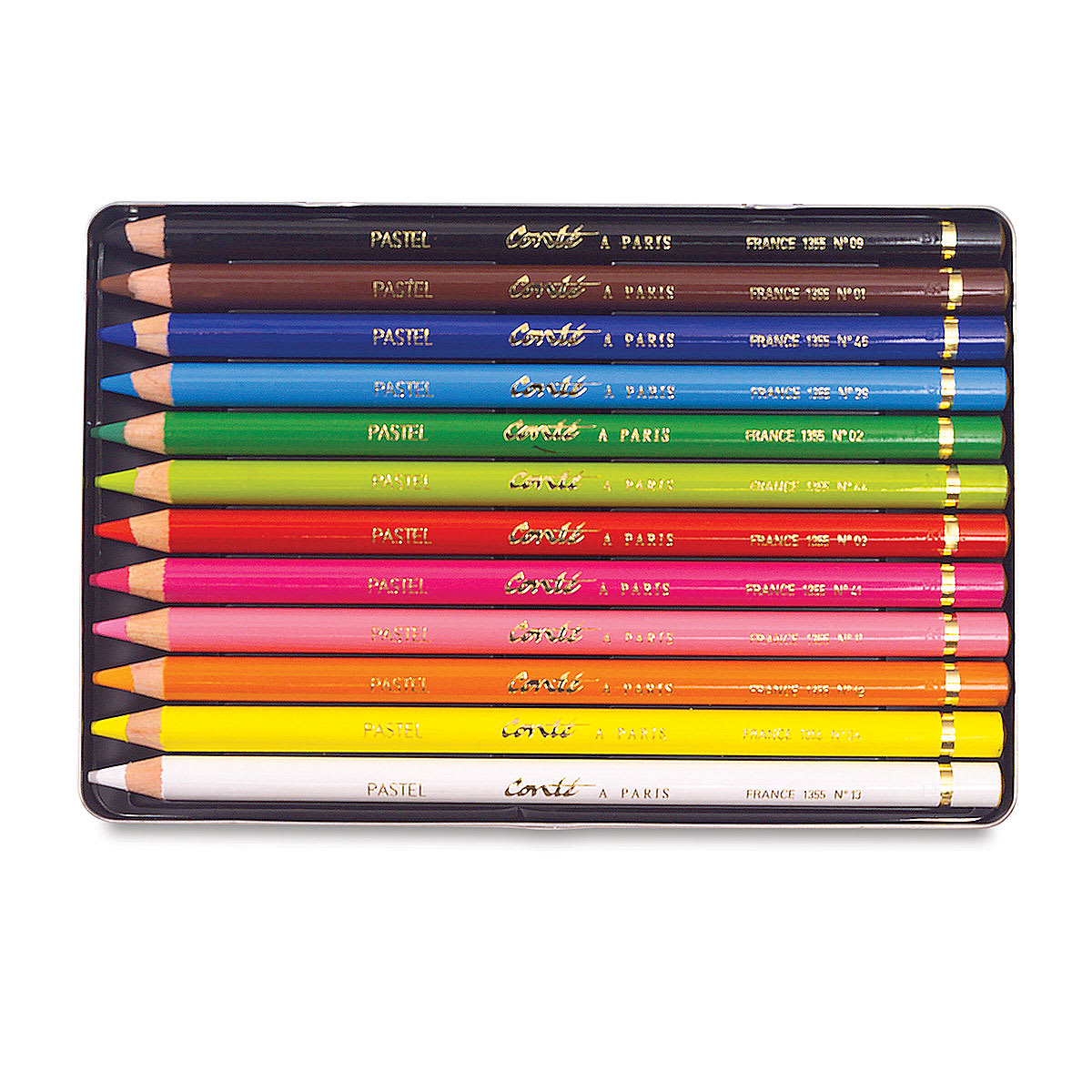 Conté à Paris Pastel Pencil Set - Set of 12, Assorted Colors, Tin contents