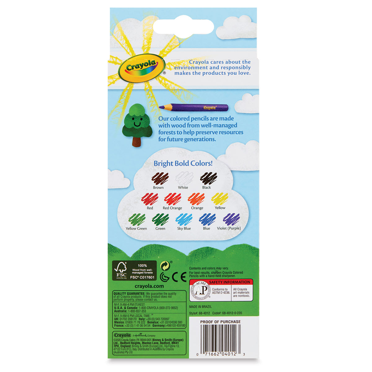 Crayola Colored Pencils - Assorted Colors, Set of 12 (back of package)