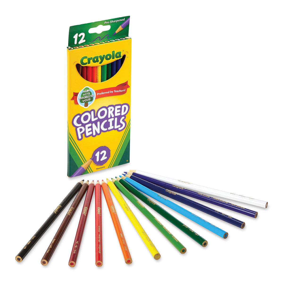 Crayola Colored Pencils - Assorted Colors, Set of 12 (package and set contents)