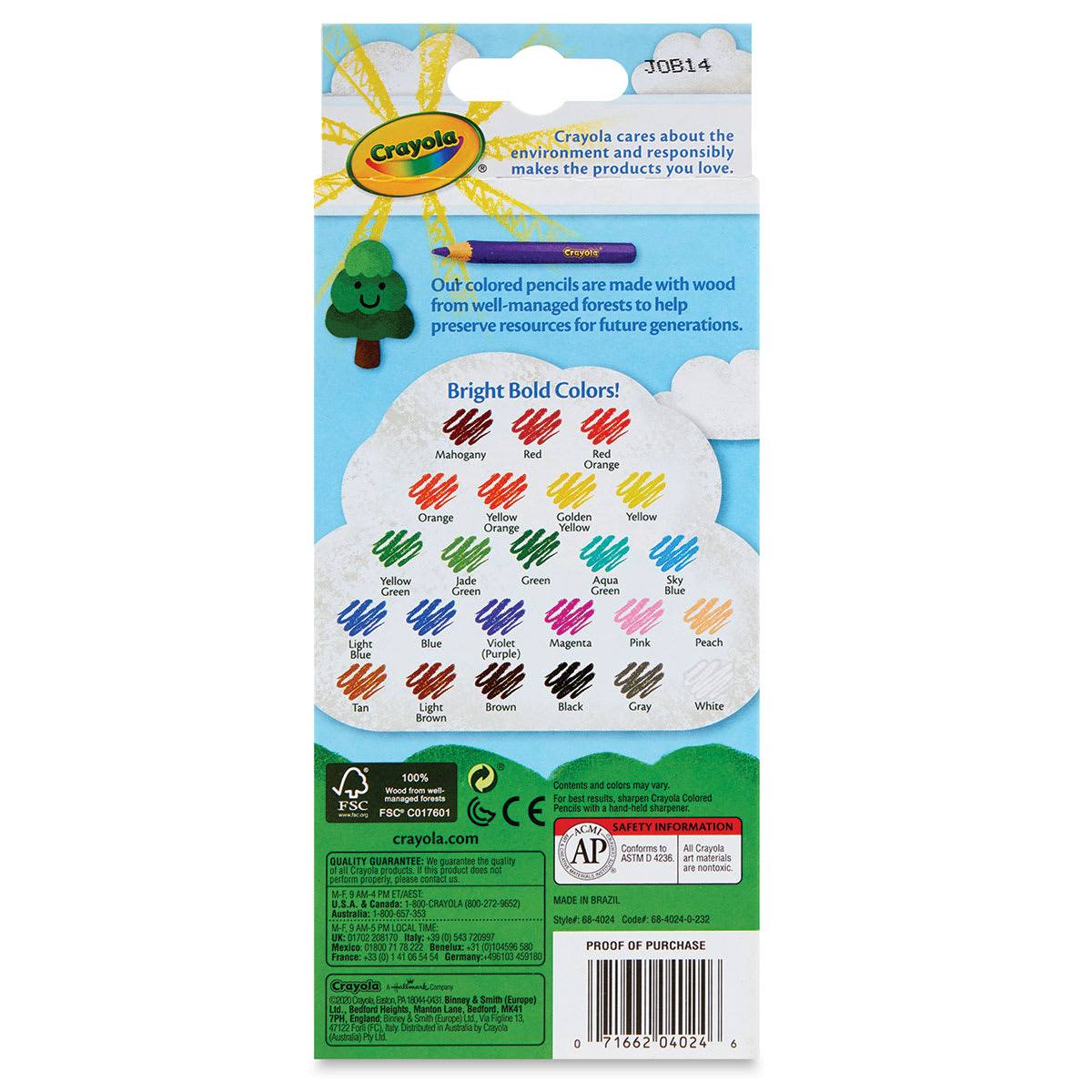 Crayola Colored Pencils - Assorted Colors, Set of 24 (back of package)