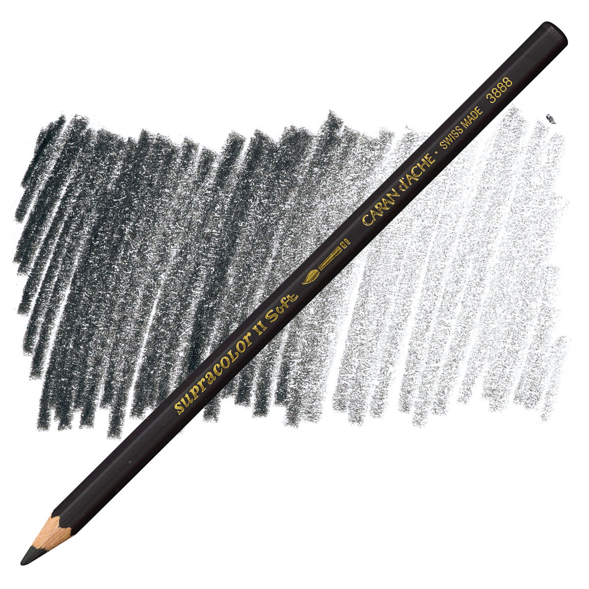 Caran d'Ache Supracolor Soft Aquarelle Pencil - Charcoal Gray pencil and swatch