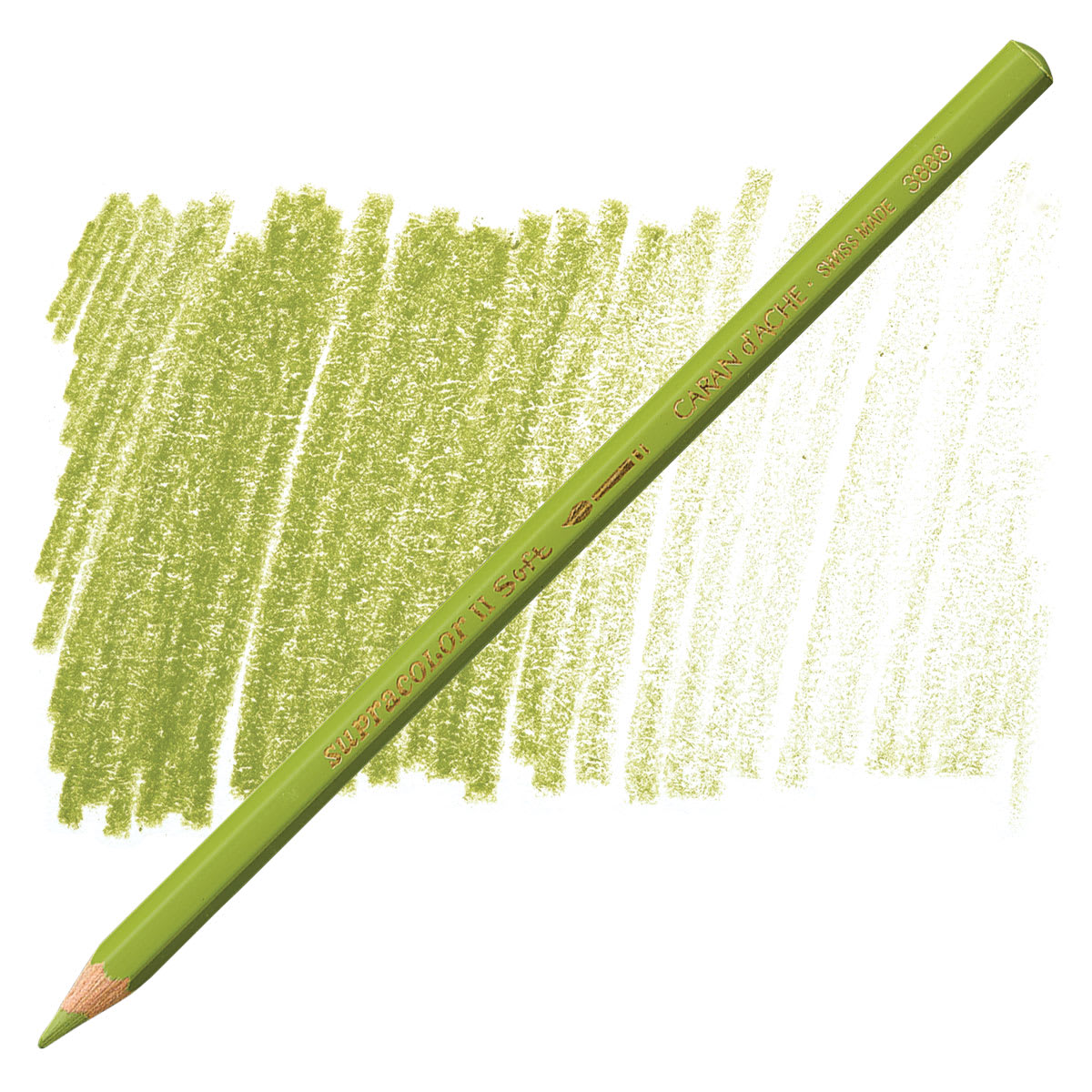 Caran d'Ache Supracolor Soft Aquarelle Pencil - Khaki Green pencil and swatch