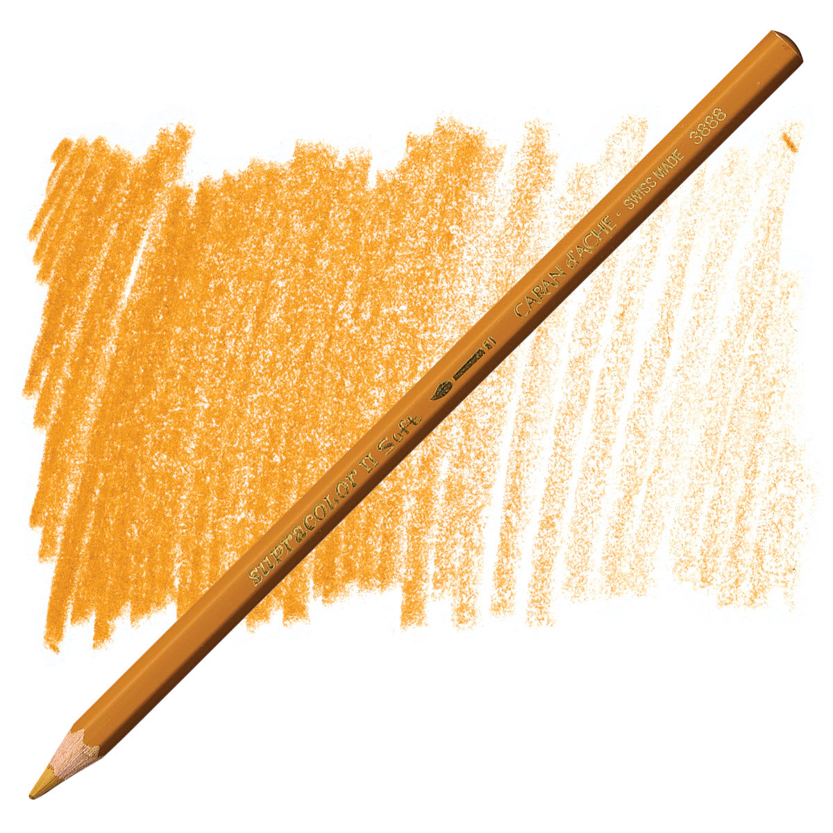 Caran d'Ache Supracolor Soft Aquarelle Pencil - Ochre pencil and swatch