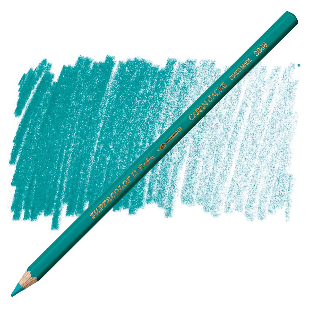 Caran d'Ache Supracolor Soft Aquarelle Pencil - Opaline Green pencil and swatch