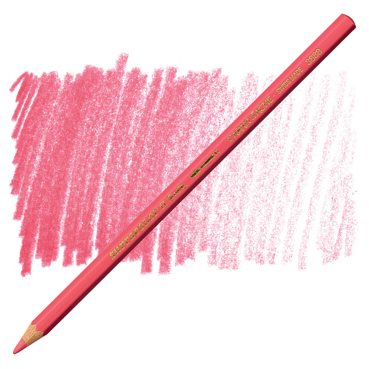 Caran d'Ache Supracolor Soft Aquarelle Pencil - Raspberry Red pencil and swatch