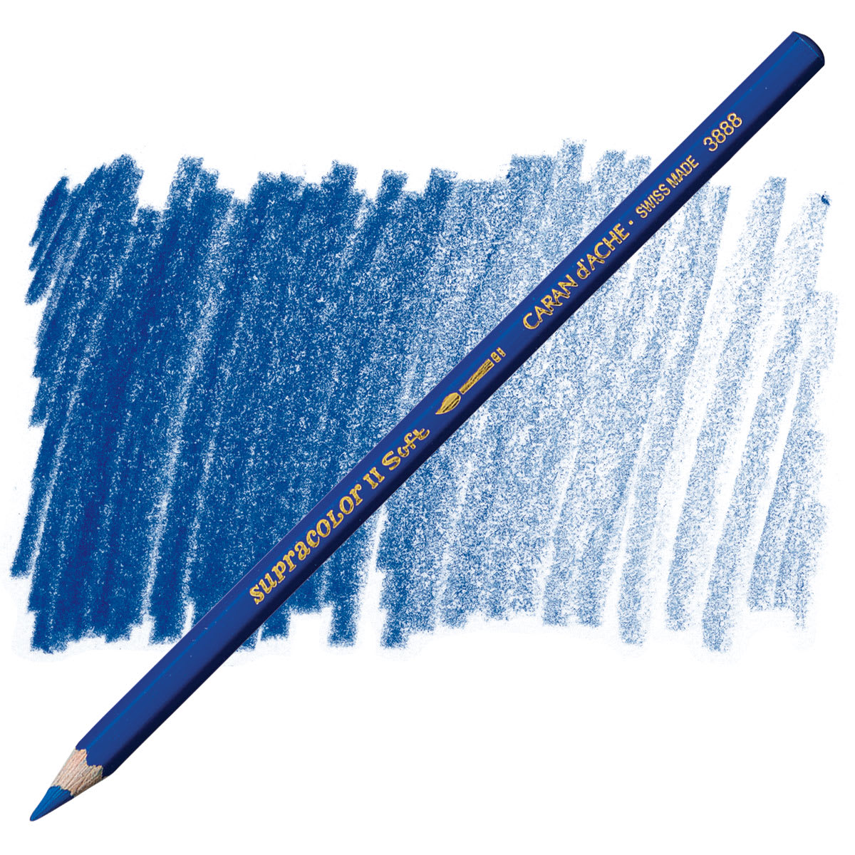 Caran d'Ache Supracolor Soft Aquarelle Pencil - Sapphire Blue pencil and swatch