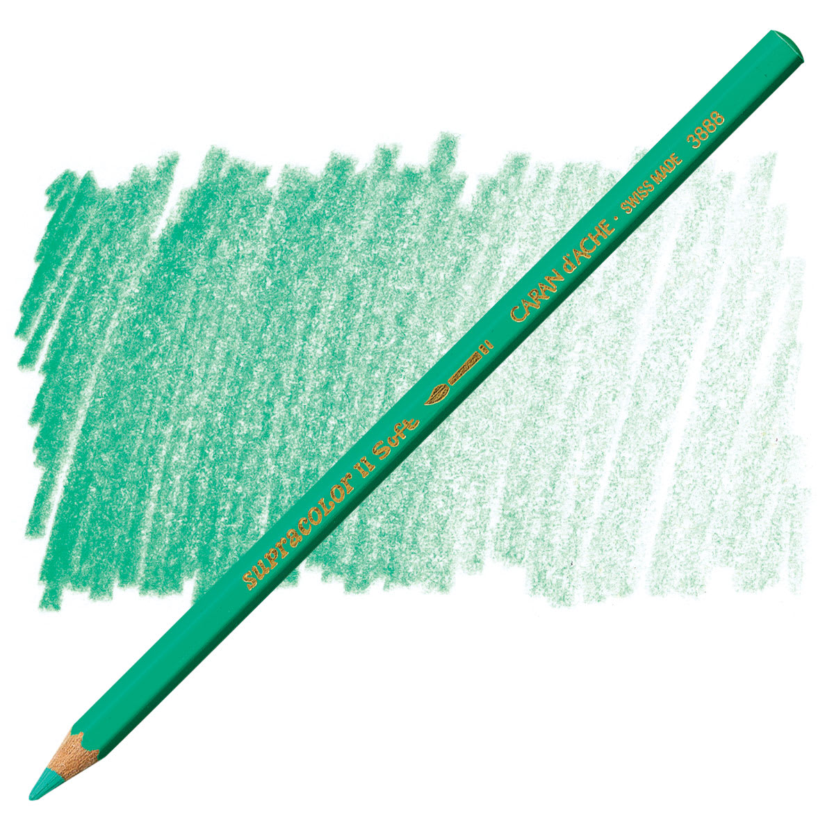 Caran d'Ache Supracolor Soft Aquarelle Pencil - Veronese Green pencil and swatch